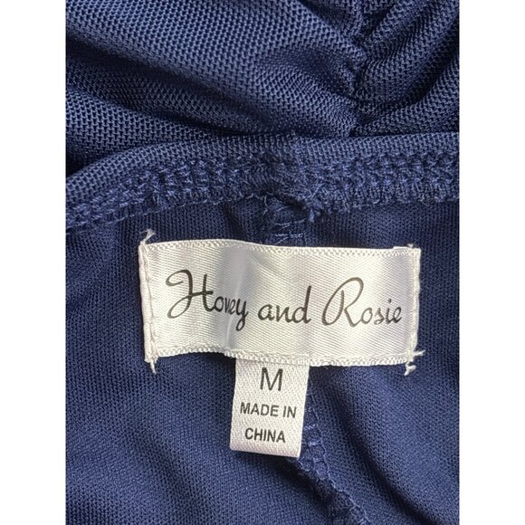 Honey and Rosie Navy Blue Mesh Lace Back Ruched Bodycon Mini Dress Size M - Picture 7 of 9